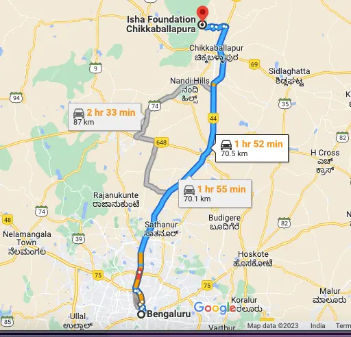 Bangalore to Chikkaballapur route